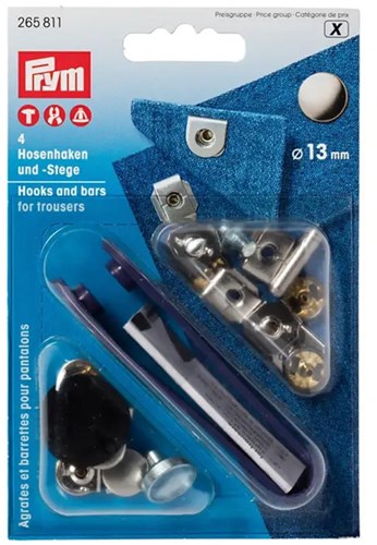 Prym Hosenhaken und -Stäbchen Silber/Bronze 13 mm