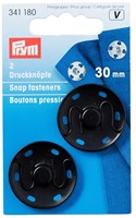 Prym Druckknöpfe zum Annähen Schwarz 30 mm