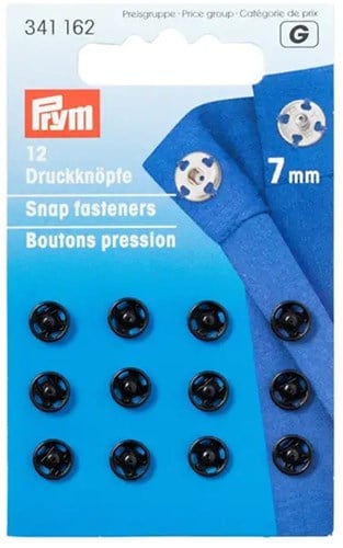 Prym Druckknöpfe zum Annähen Schwarz 7 mm