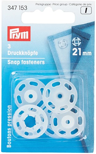Prym Druckknöpfe zum Annähen Rund Transparent 21 mm