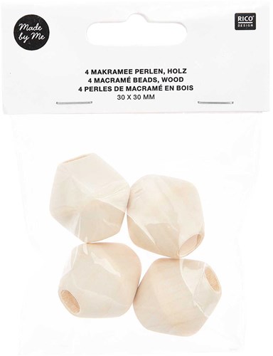 Rico Makramee Holzperlen 30x30mm Natural - 4 Stück-2
