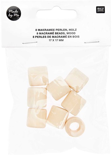 Rico Makramee Holzperlen 17x17mm Natural - 8 Stück-2