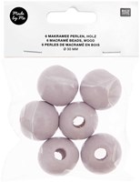 Rico Makramee Holzperlen 30mm Light Grey - 6 Stück-2