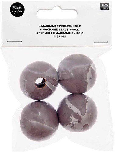 Rico Makramee Holzperlen 35mm Grey - 4 Stück-2