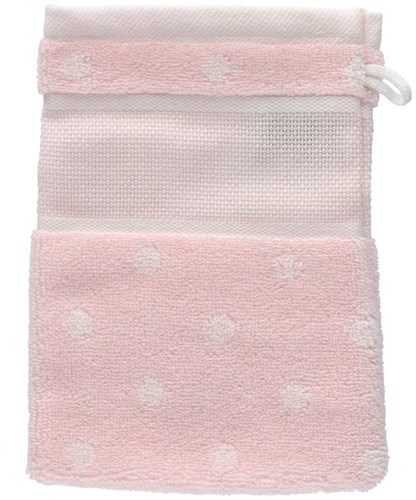Rico Waschlappen zum Besticken 15 x 21 cm 007 Rosa/Weiß