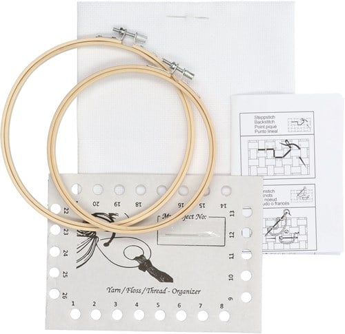 Restyle Set Borduurstof Aïda 54 (14 ct.) incl. Borduurringen 009 White
