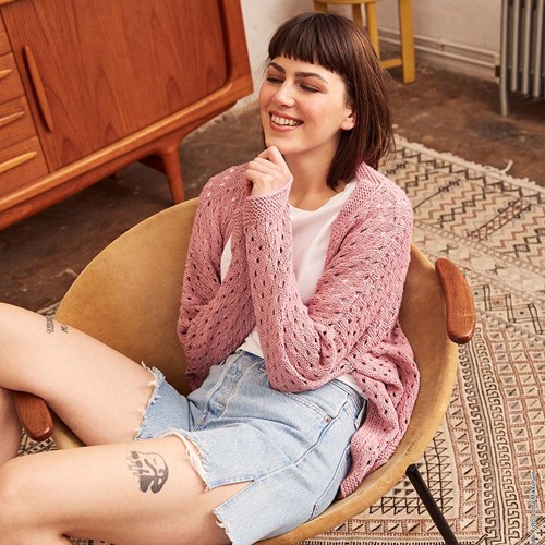 Brigitte No. 4 Ajourjacke Strickpaket 1 M Pink