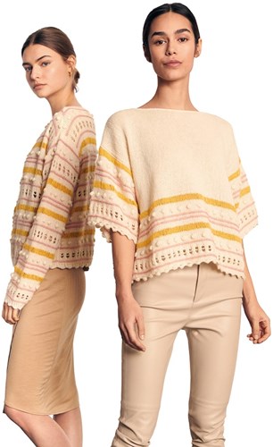 Strickanleitung Ecopuno Shirt Mustermix mit Noppenrand-2