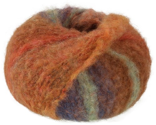 Lana Grossa Gigante Multi 104 Camel/Schokobraun/Orange/Minttürkis/Senfgelb/Ocker/Graubraun/Rost