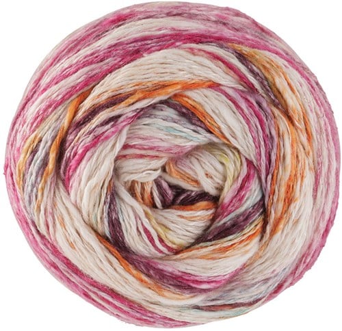 Lana Grossa Gomitolo Hippie 3031 Orange/Brombeer/Helltrkis/Pink/Natur/Limette