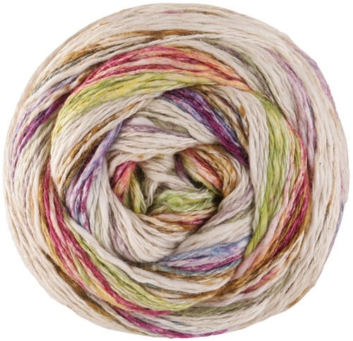 Lana Grossa Gomitolo Hippie 3034 Lindgrn/Natur/Umbra/Hellpetrol/Brombeer/Fuchsia/Gelb