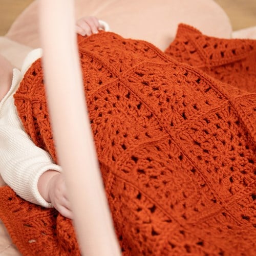 Granny Square Babydecke Wiege Unicolor Häkelpaket-3