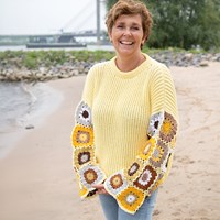 Gebreide Trui met granny mouwen Geel