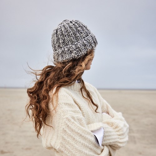 Cool Merino Print Mütze im Patentmuster Strickpaket
