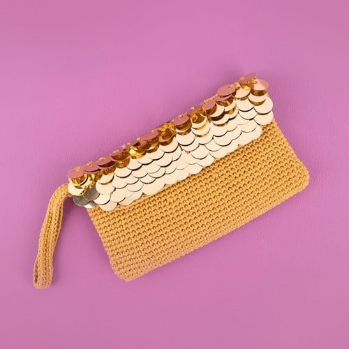 Pailletten Clutch Häkelpaket