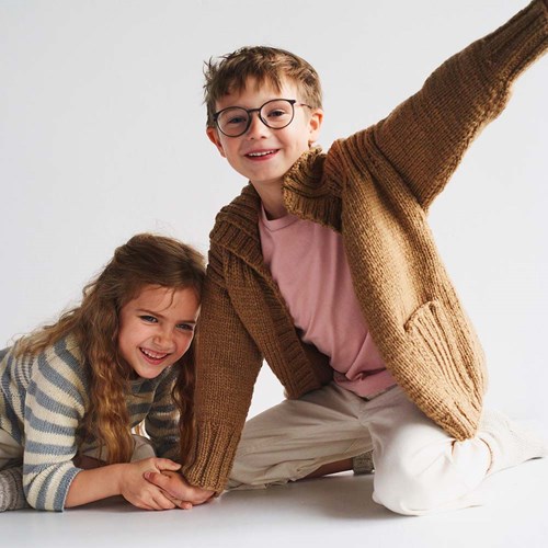 Cool Merino Strickjacke Strickpaket 128/134 Camel