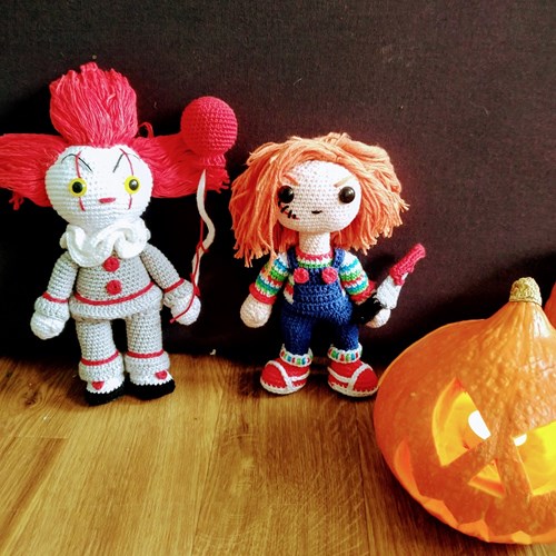 Häkelanleitung Chucky der Mörderpuppe & Pennywise der Clown