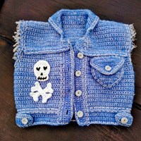 Häkelanleitung Babyweste Jeans