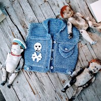 Häkelanleitung Babyweste Jeans-3