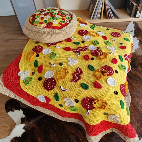 Häkelanleitung Pizza Decke