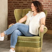 Bea Kurze Jacke ohne Ärmel Strickpaket 1 Cream S