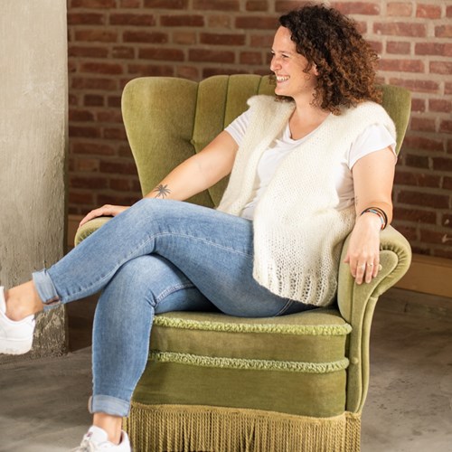 Bea Kurze Jacke ohne Ärmel Strickpaket 1 Cream S