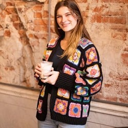 Granny Square Jacke à la Chloë Häkelpaket 1 Black M/L