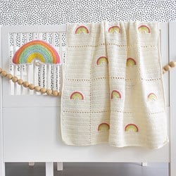 Wollplatz Regenbogen Babydecke Häkelpaket