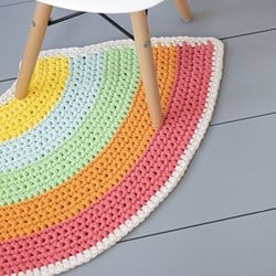 Wollplatz Regenbogen Teppich Häkelpaket