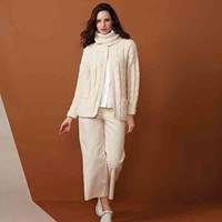 Cotton-Merino Loopschal mit Zöpfen Strickpaket 2-2