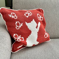 Katzenkissen mit Schmetterlingen - YarnZoo Garn- und Häkelpaket-3