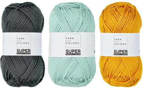 Super Must-Have Kissen Häkelpaket 1 Graphite / Mustard / Jade Gravel