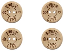 Durable Houten Knopen Ik Vind Je Lief 20mm 4 stuks