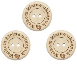 Durable Houten Knopen Welkom Kleine Ukkepuk 25mm 3 stuks