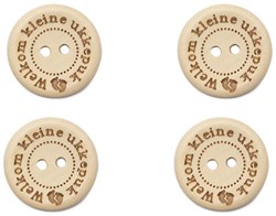 Durable Houten Knopen Welkom Kleine Ukkepuk 20mm 4 stuks