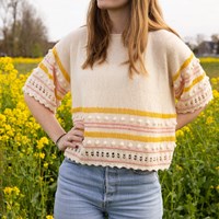 Strickanleitung Ecopuno Shirt Mustermix mit Noppenrand