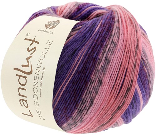 Lana Grossa Landlust Die Sockenwolle 422 Grau/Apricot/Erica/Rust/Peach/Lila/Dunkelrot/Grau