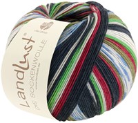 Lana Grossa Landlust Die Sockenwolle 714 Bordeaux/Hellgrau/Grün/Dunkelpetrol/Blau/Oliv gestreift / mit Jacquard