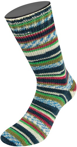Lana Grossa Landlust Die Sockenwolle 714 Bordeaux/Hellgrau/Grün/Dunkelpetrol/Blau/Oliv gestreift / mit Jacquard-2