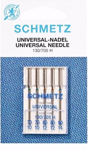 Schmetz Universal Nadeln NM 70 t/m 90 - 1 x 5 Nadeln auf Karte