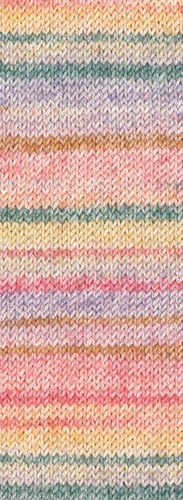 Lana Grossa Meilenweit 100 Cotone Vegano Mango 4453 Himbeer/Vanille/Moosgrn/Blasslila/Natur/Karamell/Rosa-3
