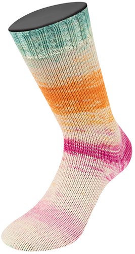 Lana Grossa Meilenweit 100 Dusk 6209 Fuchsia/Pink/Creme/Zitrusgelb/Türkis/Orange-2