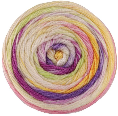Lana Grossa Meilenweit 100 Dusk 6212 Blau/Rotlila/Creme/Limette/Gelb/Flieder/Rosa