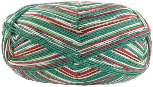 Lana Grossa Meilenweit 100 Merino Christmas 6791 Hellrot/Rot/Dunkel/Hellgrün/Weiß/Türkis
