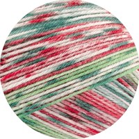 Lana Grossa Meilenweit 100 Merino Christmas 6793 Hellrot/Orange/Weiß/Hell-/Dunkelgrün-2