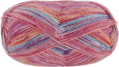 Lana Grossa Meilenweit 100 Merino Extrafine Luna 4115 Pink/Rosa/Orange/Türkisblau/Himbeer