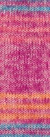 Lana Grossa Meilenweit 100 Merino Extrafine Luna 4115 Pink/Rosa/Orange/Türkisblau/Himbeer-3