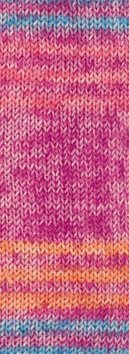 Lana Grossa Meilenweit 100 Merino Extrafine Luna 4115 Pink/Rosa/Orange/Türkisblau/Himbeer-3