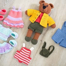 Traum-Anziehbär Kleidung Häkelpaket