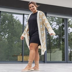 Panama Granny Square lange Strickjacke Hkelanleitung